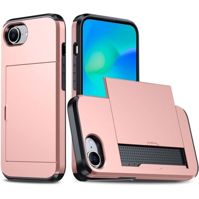 Apple SKALO iPhone 16e Armor Korttikotelo Suojakuori - Ruusukulta Apple SKALO iPhone 16e Armor Korttikotelo Suojakuori - Ruusukulta