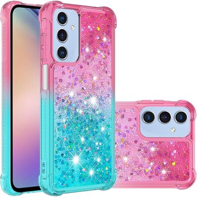 SKALO Samsung A26 5G Hiekka Glitteri Suojakuori - Pinkki-Turkoosi SKALO Samsung A26 5G Hiekka Glitteri Suojakuori - Pinkki-Turkoosi