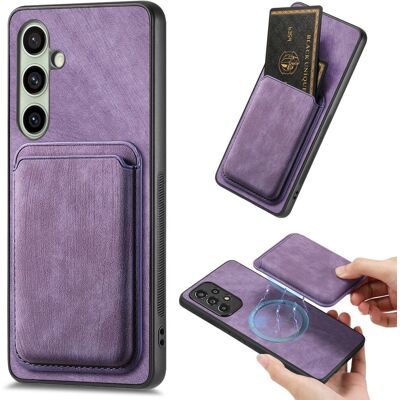 SKALO Samsung A26 5G PU-nahkainen magneettinen korttikotelo Suojakuori - Violetti SKALO Samsung A26 5G PU-nahkainen magneettinen korttikotelo Suojakuori - Violetti