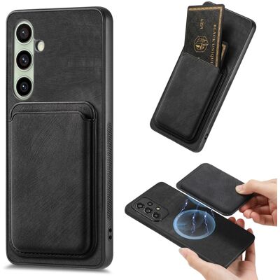 SKALO Samsung A26 5G PU-nahkainen magneettinen korttikotelo Suojakuori - Musta SKALO Samsung A26 5G PU-nahkainen magneettinen korttikotelo Suojakuori - Musta