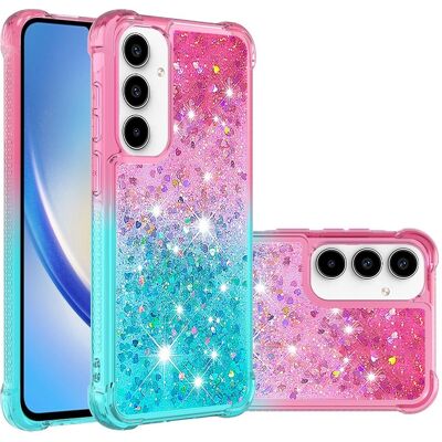 SKALO Samsung A56 5G Hiekka Glitteri Suojakuori - Pinkki-Turkoosi SKALO Samsung A56 5G Hiekka Glitteri Suojakuori - Pinkki-Turkoosi
