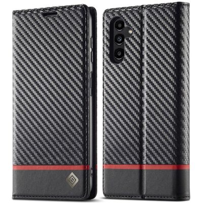 SKALO Samsung A56 5G LC.IMEEKE Carbon Fiber Lompakkokotelo - Musta SKALO Samsung A56 5G LC.IMEEKE Carbon Fiber Lompakkokotelo - Musta