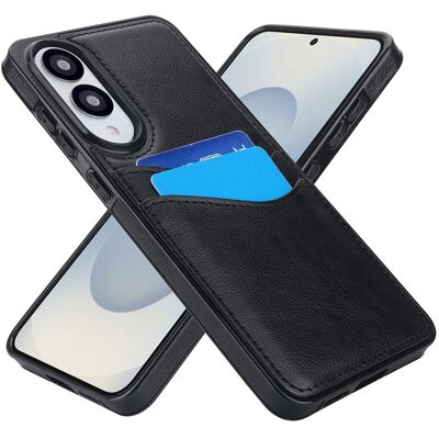 SKALO Samsung S25 Edge PU-Nahkainen Korttikotelo Suojakuori - Musta SKALO Samsung S25 Edge PU-Nahkainen Korttikotelo Suojakuori - Musta