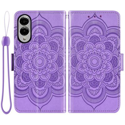 SKALO Samsung S25 Edge Mandala Kukka Lompakkokotelo - Violetti SKALO Samsung S25 Edge Mandala Kukka Lompakkokotelo - Violetti