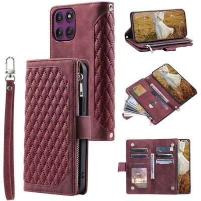 SKALO Motorola Edge 60 Pro 5G 005 Big Wallet Tikkikuvioitu Lompakkokotelo - Punainen SKALO Motorola Edge 60 Pro 5G 005 Big Wallet Tikkikuvioitu Lompakkokotelo - Punainen