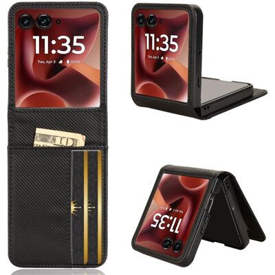 SKALO Motorola Razr 60 Ultra 5G PU-nahkainen Flip Korttikotelo Suojakuori - Musta SKALO Motorola Razr 60 Ultra 5G PU-nahkainen Flip Korttikotelo Suojakuori - Musta