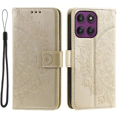SKALO Motorola Moto G56 5G Mandala Lompakkokotelo - Kulta SKALO Motorola Moto G56 5G Mandala Lompakkokotelo - Kulta