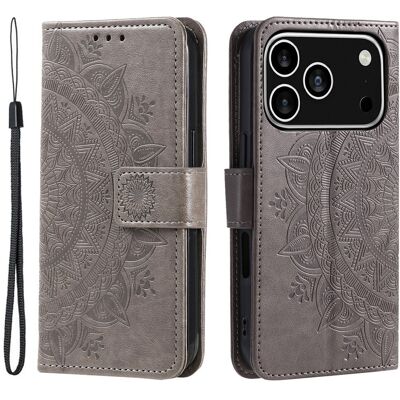 Apple SKALO iPhone 17 Pro Mandala Lompakkokotelo - Harmaa Apple SKALO iPhone 17 Pro Mandala Lompakkokotelo - Harmaa