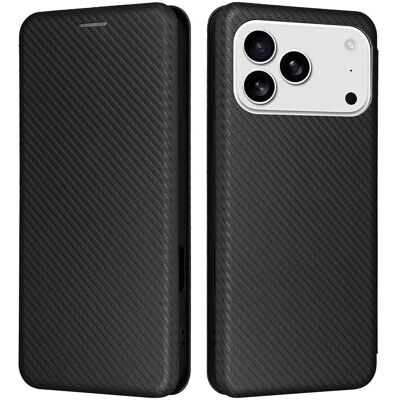 Apple SKALO iPhone 17 Pro Carbon Fiber Lompakkokotelo - Musta Apple SKALO iPhone 17 Pro Carbon Fiber Lompakkokotelo - Musta