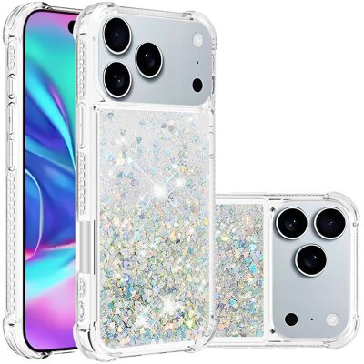 Apple SKALO iPhone 17 Pro Max Kvartsihiekka Kimalle Suojakuori - Hopea Apple SKALO iPhone 17 Pro Max Kvartsihiekka Kimalle Suojakuori - Hopea