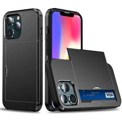 Apple SKALO iPhone 13 Mini Armor Suojakuori korttikotelo - Musta Apple SKALO iPhone 13 Mini Armor Suojakuori korttikotelo - Musta