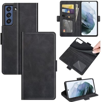 SKALO Samsung S21 FE Premium Wallet Lompakkokotelo - Musta SKALO Samsung S21 FE Premium Wallet Lompakkokotelo - Musta