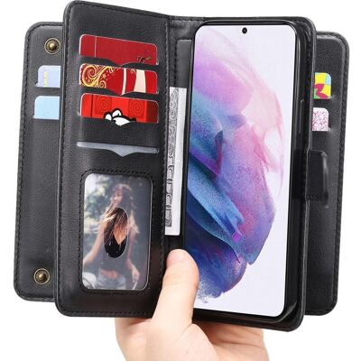 SKALO Samsung S22 10-lokeroa Lompakkokotelo - Musta SKALO Samsung S22 10-lokeroa Lompakkokotelo - Musta