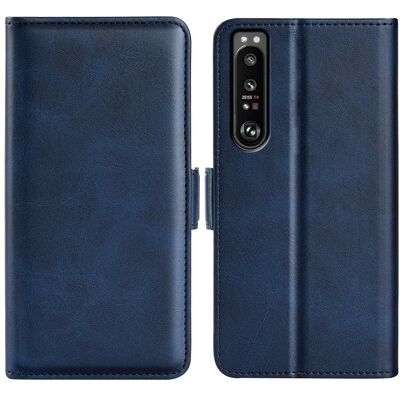 SKALO Sony Xperia 1 IV Premium Wallet Lompakkokotelo - Sininen SKALO Sony Xperia 1 IV Premium Wallet Lompakkokotelo - Sininen