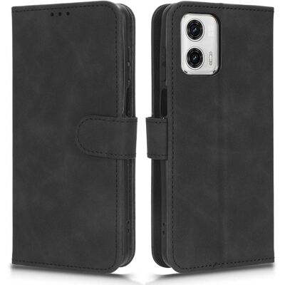SKALO Motorola Moto G73 5G Matt PU Nahka lompakkokotelo - Musta SKALO Motorola Moto G73 5G Matt PU Nahka lompakkokotelo - Musta