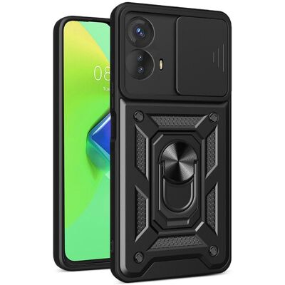 SKALO Motorola Moto G73 5G Hybridinen metallirengas kamera-slider - Musta SKALO Motorola Moto G73 5G Hybridinen metallirengas kamera-slider - Musta