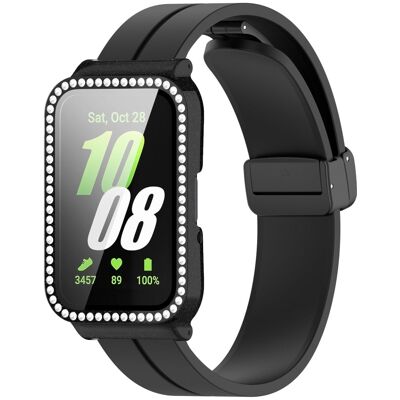 Samsung Galaxy Fit3 magneettinen kellohihna kehys asia karkaistu lasi näytön kalvo - Musta Musta Samsung Galaxy Fit3 magneettinen kellohihna kehys asia karkaistu lasi näytön kalvo - Musta Musta