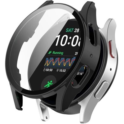 Samsung Galaxy Watch7 40mm Integroitu kellokotelo Karkaistu lasi näytönsuoja - Musta Samsung Galaxy Watch7 40mm Integroitu kellokotelo Karkaistu lasi näytönsuoja - Musta