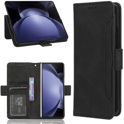 Samsung Galaxy Z Fold6 moderni nahkainen lompakkokotelo - Musta Samsung Galaxy Z Fold6 moderni nahkainen lompakkokotelo - Musta