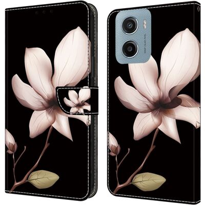 Motorola Moto E15 4G Case magneettilukko 3D kuvio nahka lompakko puhelimen kansi - Vaaleanpunainen Kukka Motorola Moto E15 4G Case magneettilukko 3D kuvio nahka lompakko puhelimen kansi - Vaaleanpunainen Kukka