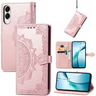 Samsung Galaxy S25 Edge lompakko asia Mandala kukka nahka puhelin kansi jalusta - Ruusukulta Samsung Galaxy S25 Edge lompakko asia Mandala kukka nahka puhelin kansi jalusta - Ruusukulta