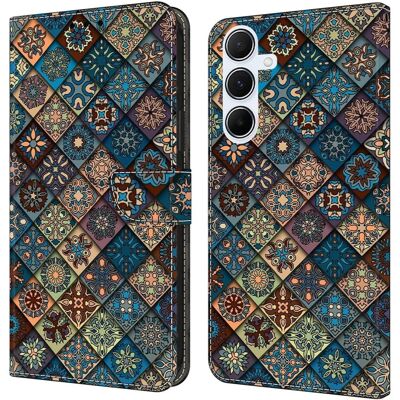 Samsung Galaxy A56 5G lompakko asia kuvio tulostus jalusta nahka Flip Phone Cover - Sininen Kukka Samsung Galaxy A56 5G lompakko asia kuvio tulostus jalusta nahka Flip Phone Cover - Sininen Kukka