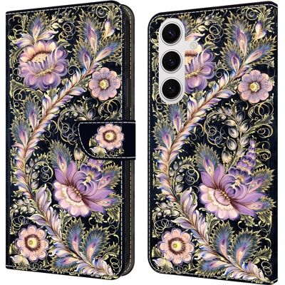 Samsung Galaxy S25 lompakko asia kuvio tulostus jalusta nahka Flip Phone Cover - Vintage-Kulta Samsung Galaxy S25 lompakko asia kuvio tulostus jalusta nahka Flip Phone Cover - Vintage-Kulta