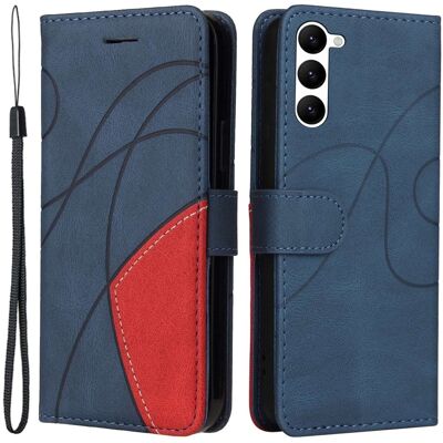 Teksturoitu nahkakotelo hihnalla Samsung Galaxy S23 - Sininen Teksturoitu nahkakotelo hihnalla Samsung Galaxy S23 - Sininen