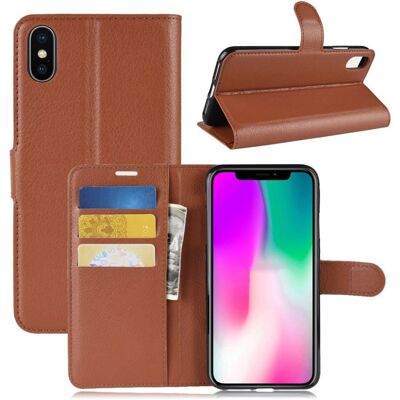 Apple iPhone Xr Liitsihedelmä Jyväinen Lompakko Suojakotelo Synteetti Nahasta - Ruskea Apple iPhone Xr Liitsihedelmä Jyväinen Lompakko Suojakotelo Synteetti Nahasta - Ruskea