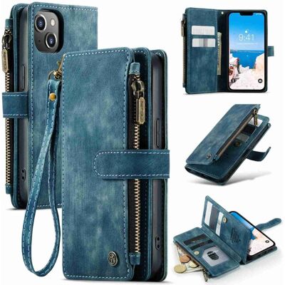 Apple CaseMe vetoketjullinen lompakko-puhelinkotelo iPhone 14 - Sininen Apple CaseMe vetoketjullinen lompakko-puhelinkotelo iPhone 14 - Sininen