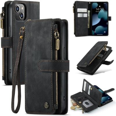 Apple CaseMe vetoketjullinen lompakko-puhelinkotelo iPhone 13 - Musta Apple CaseMe vetoketjullinen lompakko-puhelinkotelo iPhone 13 - Musta