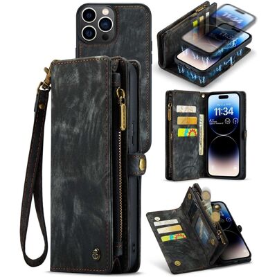 Apple CaseMe iPhone 14 Pro Zipper Lompakko - Musta Apple CaseMe iPhone 14 Pro Zipper Lompakko - Musta