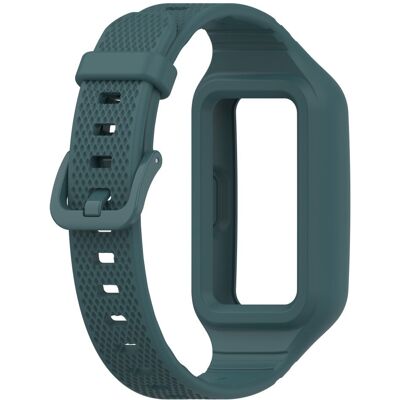 Huawei Band 8 / 7 / Honor Band 6 silikoniranneke suojuksella - Tummanvihreä Huawei Band 8 / 7 / Honor Band 6 silikoniranneke suojuksella - Tummanvihreä