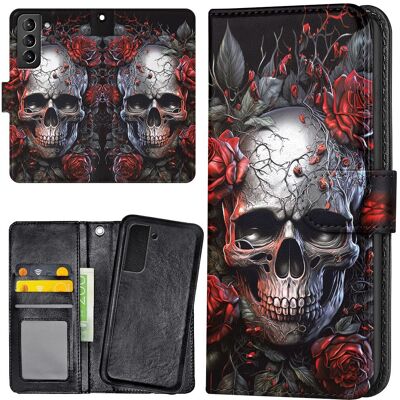 Samsung Galaxy S21 FE 5G - Lompakkokotelo/Kuoret Skull Roses Samsung Galaxy S21 FE 5G - Lompakkokotelo/Kuoret Skull Roses