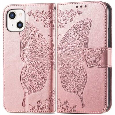 Apple iPhone 13 Lompakkokotelo PU-nahkaa 4-POCKET Motif Butterfly Apple iPhone 13 Lompakkokotelo PU-nahkaa 4-POCKET Motif Butterfly