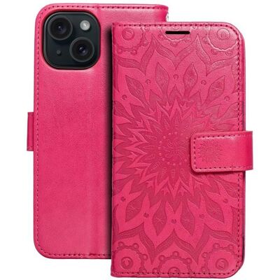 Apple iPhone 15 Lompakkokotelo Mezzo Mandala - Magenta Apple iPhone 15 Lompakkokotelo Mezzo Mandala - Magenta