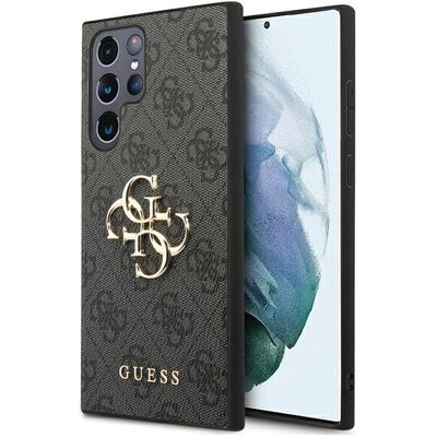 Samsung Guess Big Metall Logo Kuori Galaxy S22 Ultra - Harmaa Samsung Guess Big Metall Logo Kuori Galaxy S22 Ultra - Harmaa