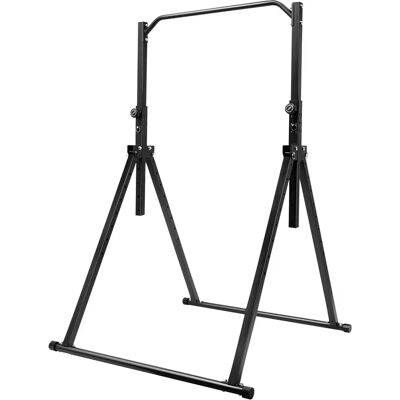 Pull up/Chin up stativ - Fritstående - Højdejusterbar - Kulstofstål - Maks. 200 kg - Triangulær base - Til hjemmetræning - Sort Pull up/Chin up stativ - Fritstående - Højdejusterbar - Kulstofstål - Maks. 200 kg - Triangulær base - Til hjemmetræning - Sort