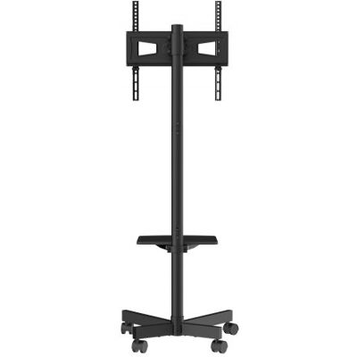 TV-taso, siirrettävä korkeussäädettävä TV-teline pyörillä, 50.5x41.5x153.8 cm, musta, teräs TV-taso, siirrettävä korkeussäädettävä TV-teline pyörillä, 50.5x41.5x153.8 cm, musta, teräs