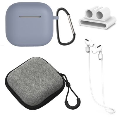 AirPods 4 5 kpl Lisävarusteet Kotelo Säilytyslaatikko Kaulahihna Kuulokepidike Avaimenperä - Harmaa AirPods 4 5 kpl Lisävarusteet Kotelo Säilytyslaatikko Kaulahihna Kuulokepidike Avaimenperä - Harmaa