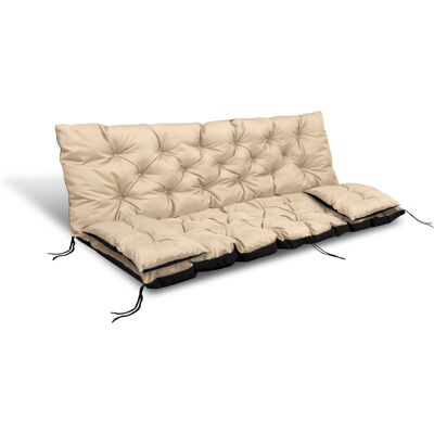 Puutarhatyyny 100x60x50 cm + 2 tyynyä penkille ja keinulle vedenpitävä beige Puutarhatyyny 100x60x50 cm + 2 tyynyä penkille ja keinulle vedenpitävä beige