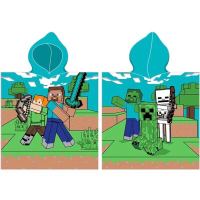 Minecraft Poncho kylpypyyhe hupulla - 100% puuvillaa Minecraft Poncho kylpypyyhe hupulla - 100% puuvillaa