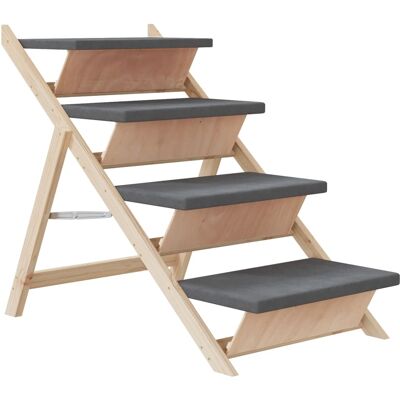 vidaXL Koiran portaat - Harmaat massiivinen mäntypuu - 105x47 cm - Koiran portaat vidaXL Koiran portaat - Harmaat massiivinen mäntypuu - 105x47 cm - Koiran portaat