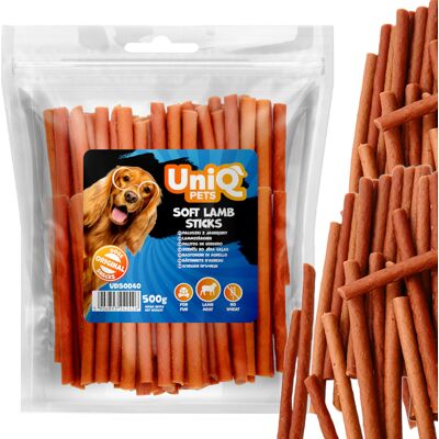 UniQ Pets pehmeät lampaanlihanauhat koiranpaltsit 500g UniQ Pets pehmeät lampaanlihanauhat koiranpaltsit 500g
