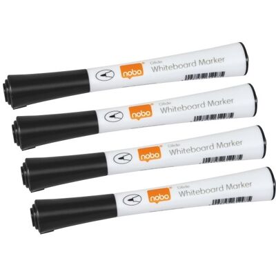 Nobo Glide valkotaulutussi, ohutkärkinen, 1 mm, musta - 4 kpl/pakkaus Nobo Glide valkotaulutussi, ohutkärkinen, 1 mm, musta - 4 kpl/pakkaus