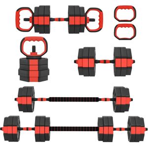 4-in-1 säädettävä punttisetti, 25 kg käsipainot ja levytangot kotiharjoitteluun, punainen muovi 4-in-1 säädettävä punttisetti, 25 kg käsipainot ja levytangot kotiharjoitteluun, punainen muovi