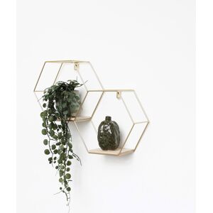 Kaksinkertainen kuusikulmainen metallinen seinäteline - 30,5x41 cm - Kulta Kaksinkertainen kuusikulmainen metallinen seinäteline - 30,5x41 cm - Kulta