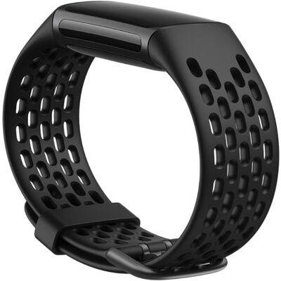 Fitbit Charge 5 reikien tyyliin silikonikellon hihna - Musta Fitbit Charge 5 reikien tyyliin silikonikellon hihna - Musta