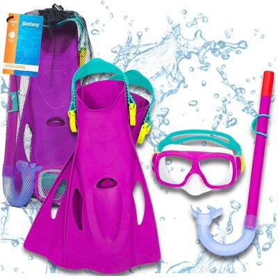 Sukellussarja naamio, snorkkeli, uimalasit ja evät Sukellussarja naamio, snorkkeli, uimalasit ja evät