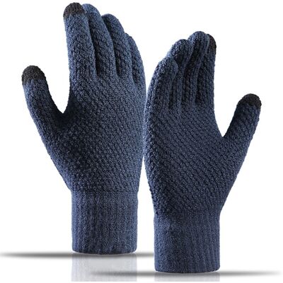 WinterTouch liukastumista estävät neulotut lämpimät käsineet miehille - Laivastonsininen WinterTouch liukastumista estävät neulotut lämpimät käsineet miehille - Laivastonsininen